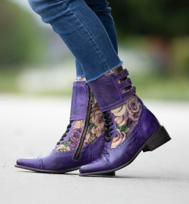 Faye Riding Boots Purple Poison with Lilac Tapestry